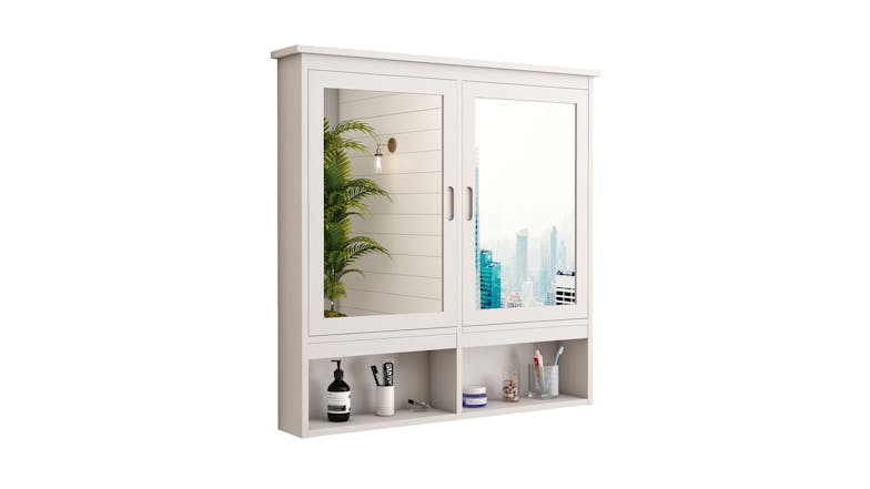 Mia Double Mirror Wall Cabinet - White