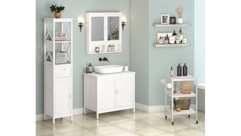 Mia Double Mirror Wall Cabinet - White