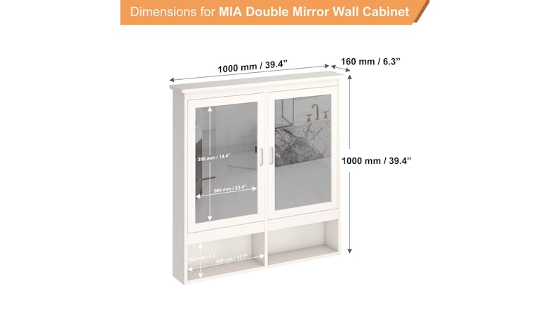 Mia Double Mirror Wall Cabinet - White