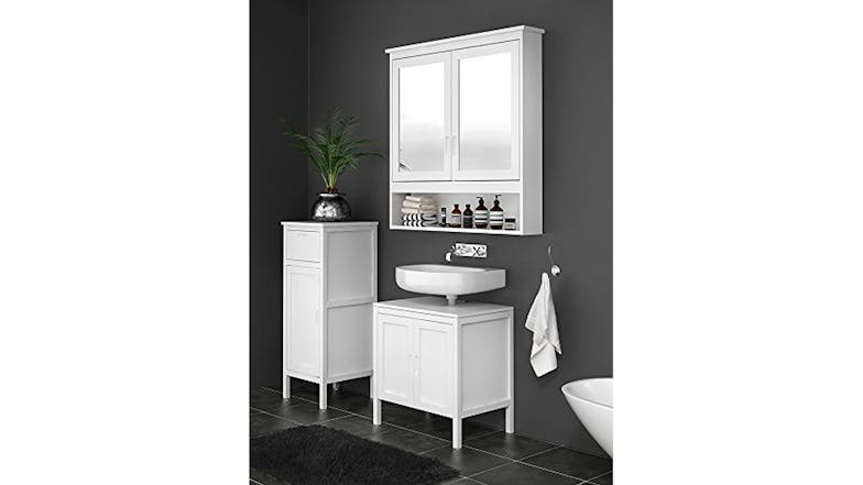 Mia Double Mirror Wall Cabinet - White