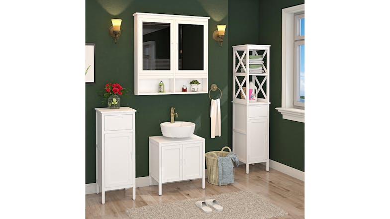 Mia Double Mirror Wall Cabinet - White