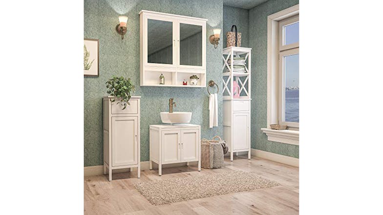 Mia Double Mirror Wall Cabinet - White