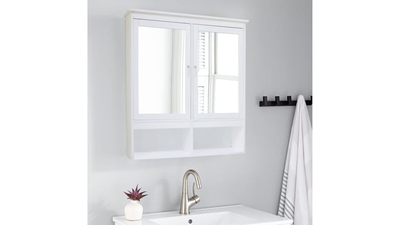 Mia Double Mirror Wall Cabinet - White