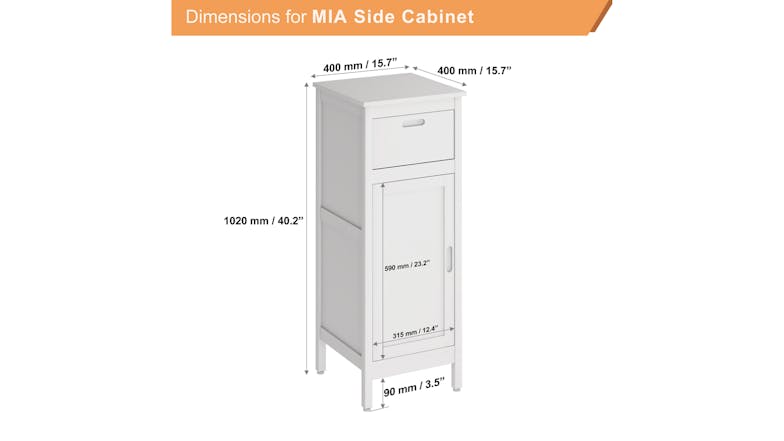 Mia Bathroom Floor Cabinet - White