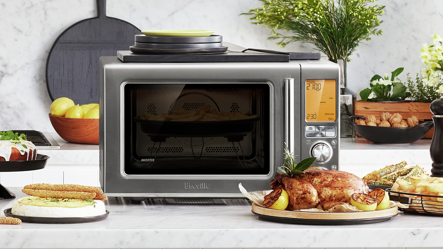 Breville the Combi Wave 32L 3-in-1 1100W Microwave - Brushed Stainless Steel (BMO870BSS)