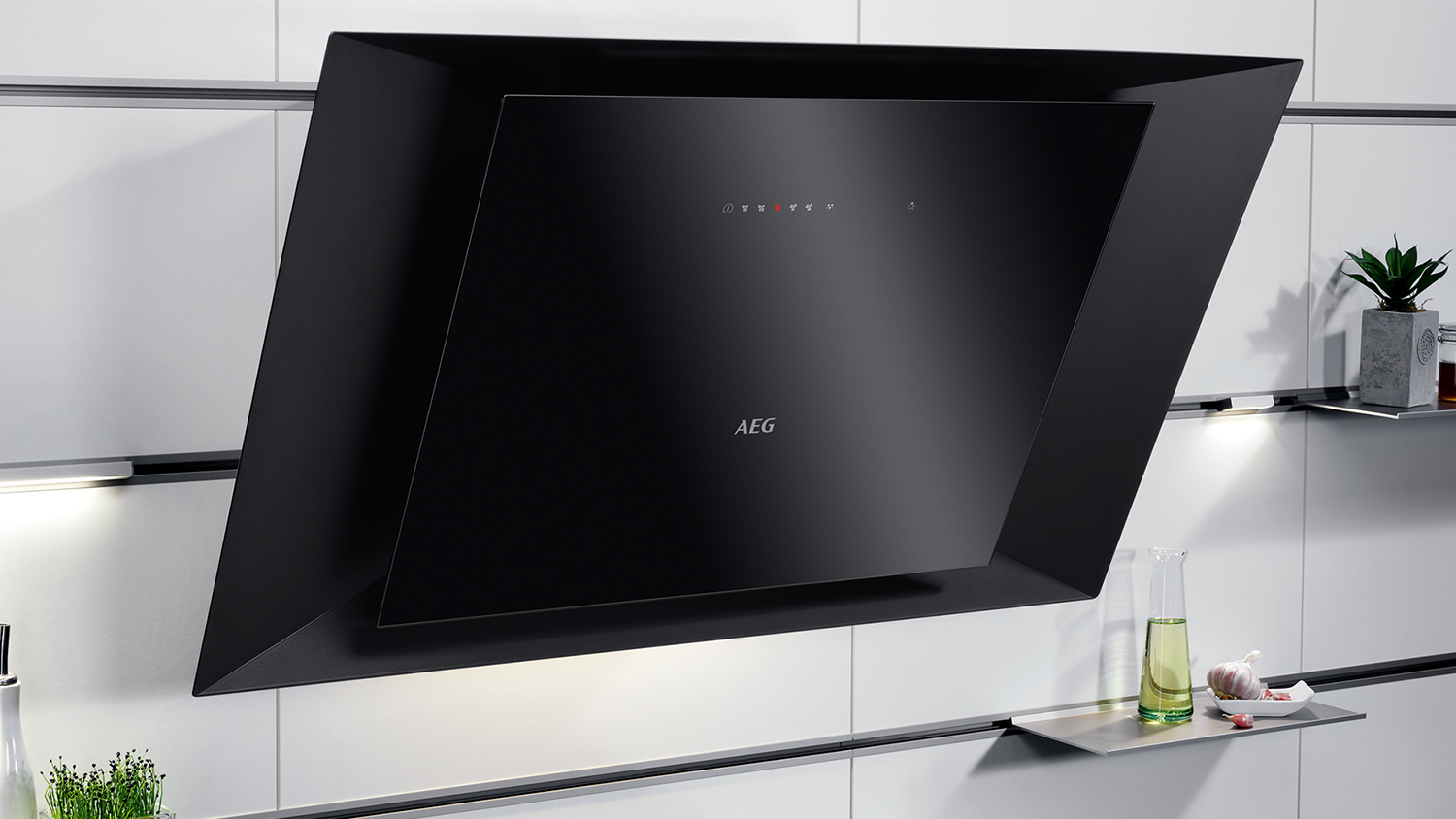 AEG 90cm Inclined Wall Mounted Rangehood - Matte Black (DVK6981HB)