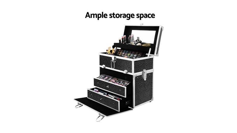 Embellir Portable Makeup Case with Mirror - Croc Black