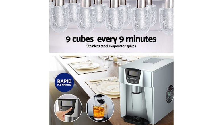 Devanti 2L Portable Ice Cube Maker - Silver