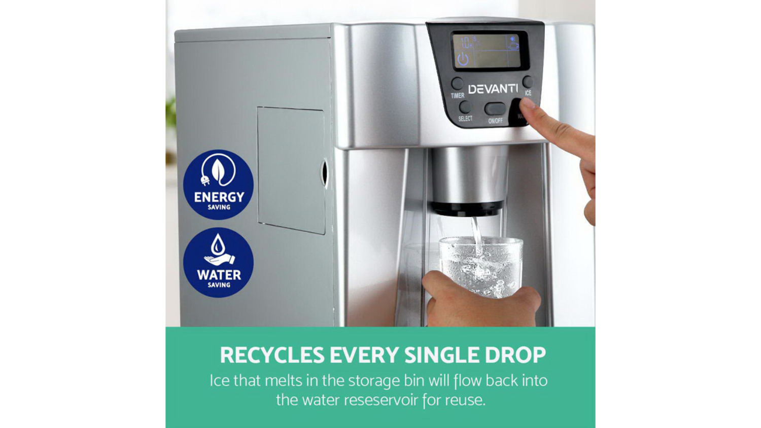 Devanti 2L Portable Ice Cube Maker Silver Harvey Norman New Zealand