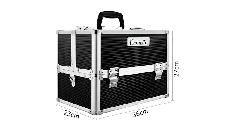 Embellir Portable Cosmetic Carry Case - Black and Aluminium