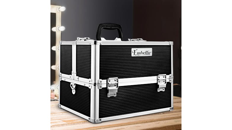 Embellir Portable Cosmetic Carry Case - Black and Aluminium
