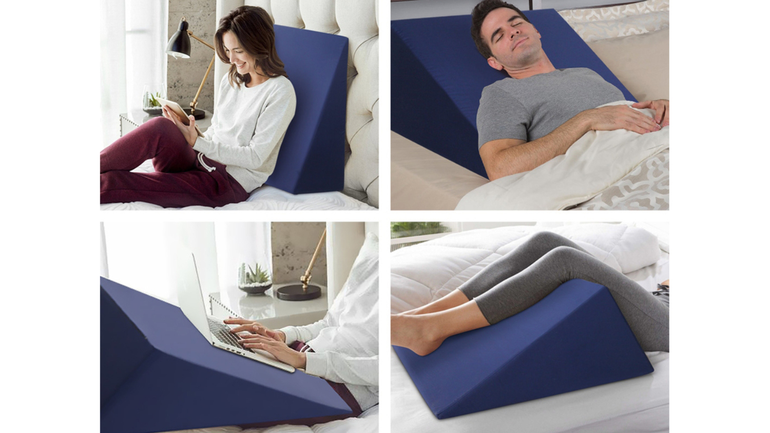 Giselle Foam Wedge Back Support Pillow Set of 2 White & Blue Harvey Norman New Zealand