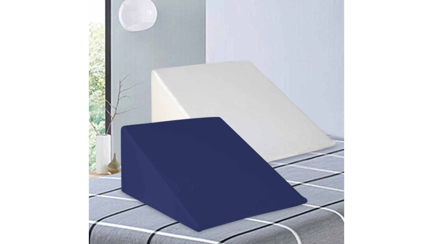 Giselle Foam Wedge Back Support Pillow Set of 2 White & Blue Harvey Norman New Zealand