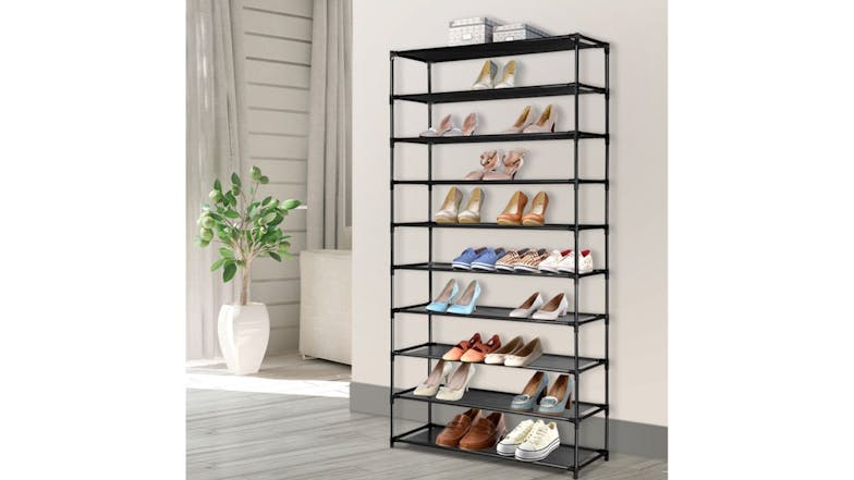 Artiss 10 Tier Shoe Rack Stackable - Black