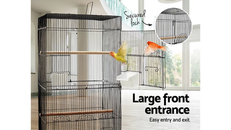 I.Pet Bird Cage Medium Rectangle with Perch 88cm - Black