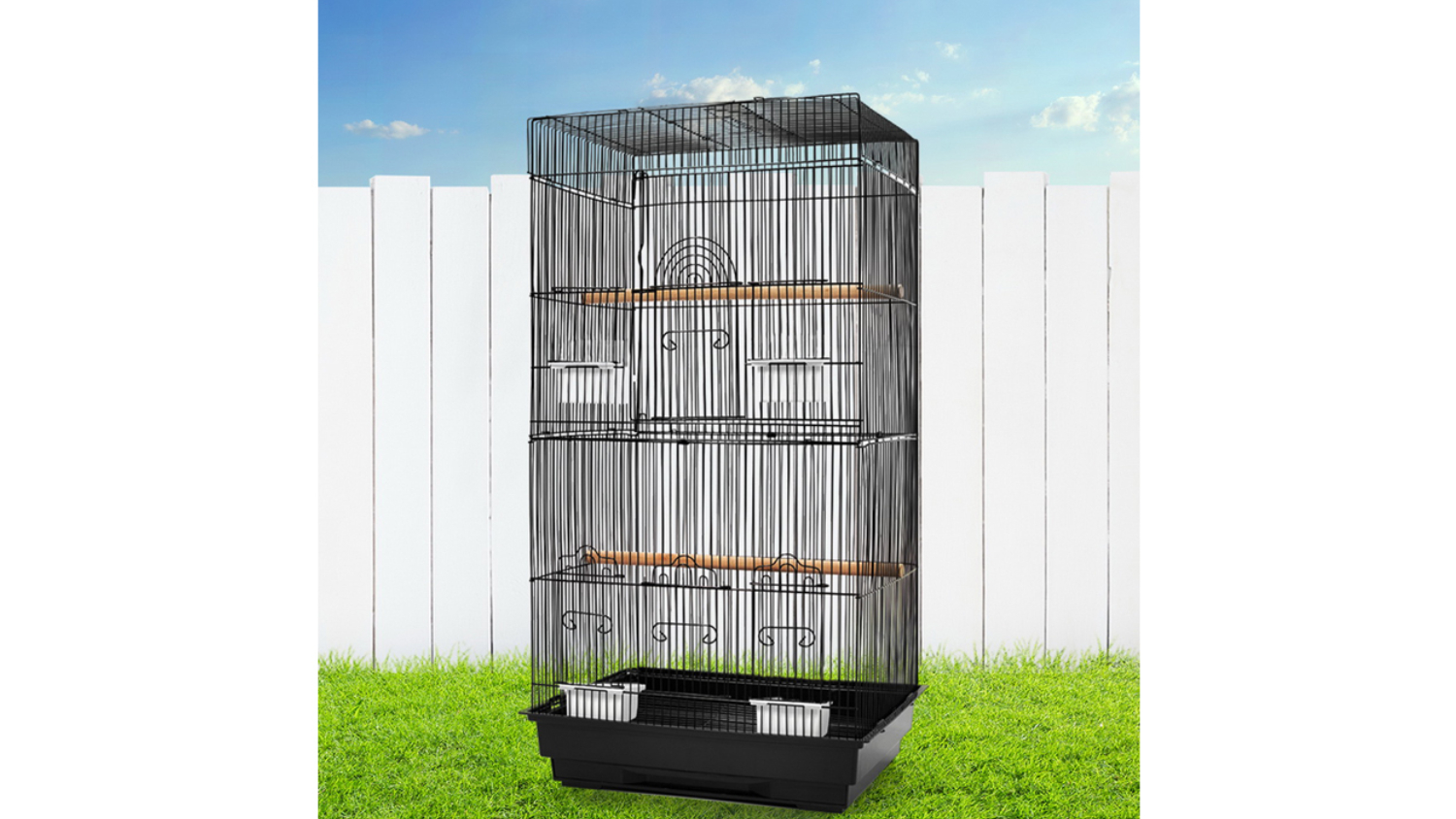 I.Pet Bird Cage Medium Rectangle with Perch 88cm - Black