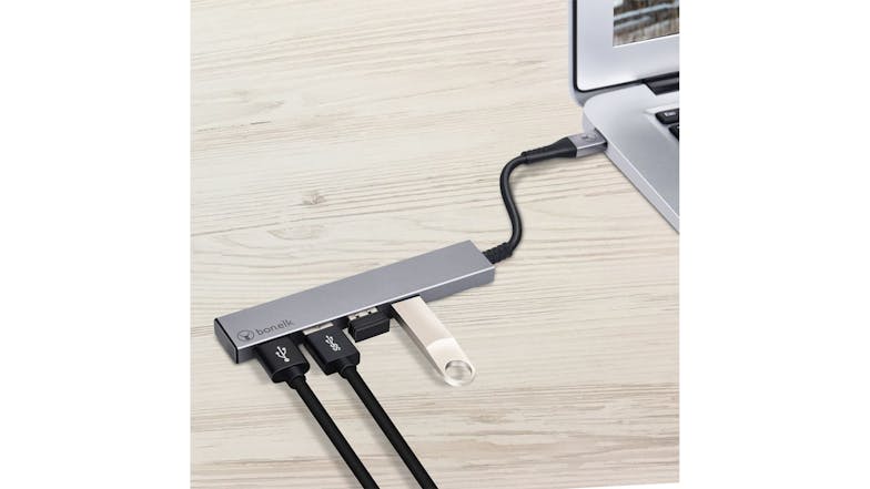 Bon.Elk Long-Life USB-C to 4 Port USB 3.0 Slim Hub - Space Grey