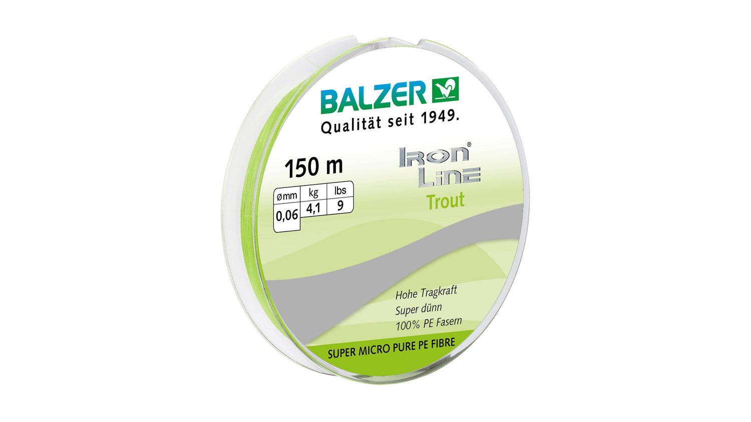 Balzer Iron Line 0.06mm Trout Fishing Line 150m - Chartreuse