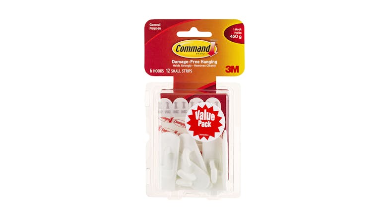 Command Hook 17002 Small White 6 Pack