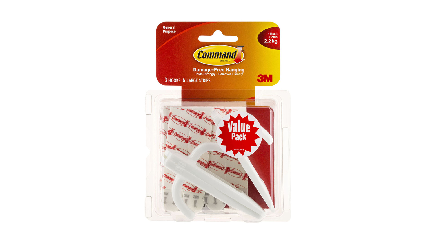Command Hook 17003 Large White 3 Pack