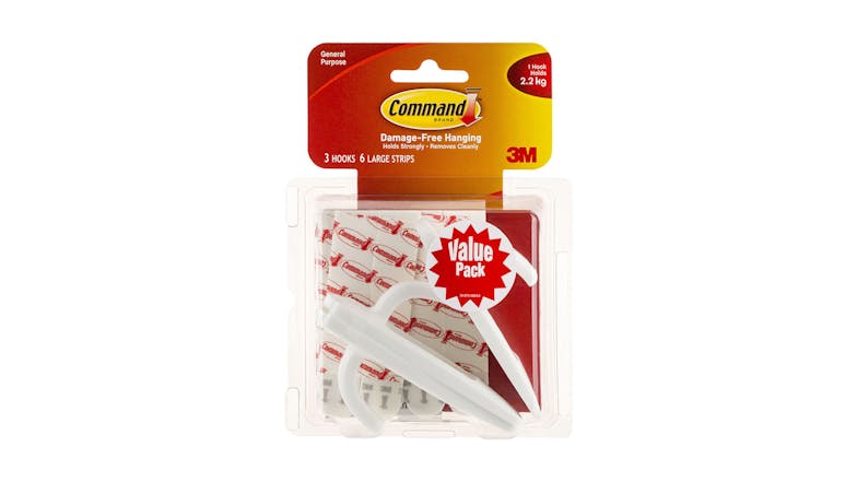 Command Hook 17003 Large White 3 Pack