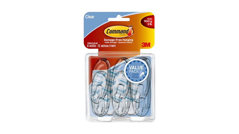 Command Hook Medium Clear Value 6 Pack