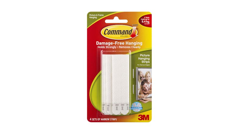 Command Poster Hanging Strips Narrow White 4 Pack
