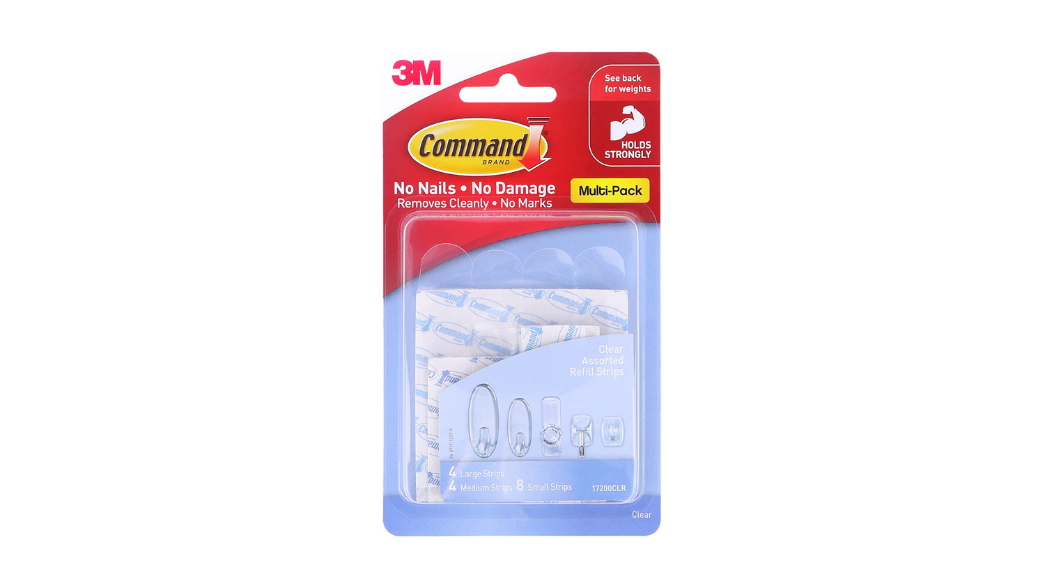 Command Refill Strips Assorted Clear 16 Pack