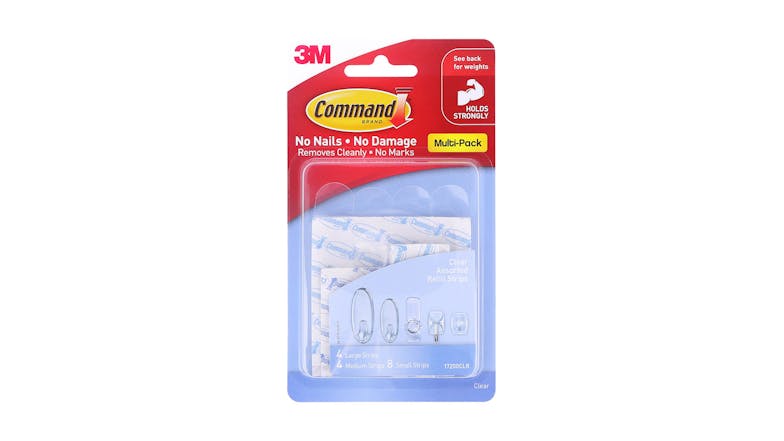 Command Refill Strips Assorted Clear 16 Pack