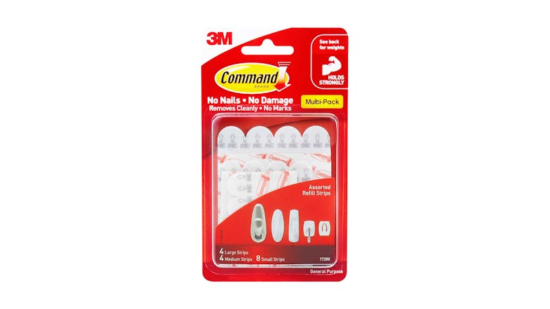 Command Refill Strips Assorted White 16 Pack