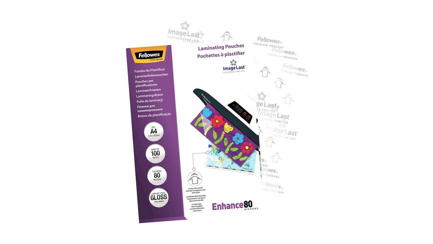 Fellowes Laminate A4 Gloss 80 micron Pouches 100 Pack Harvey Norman