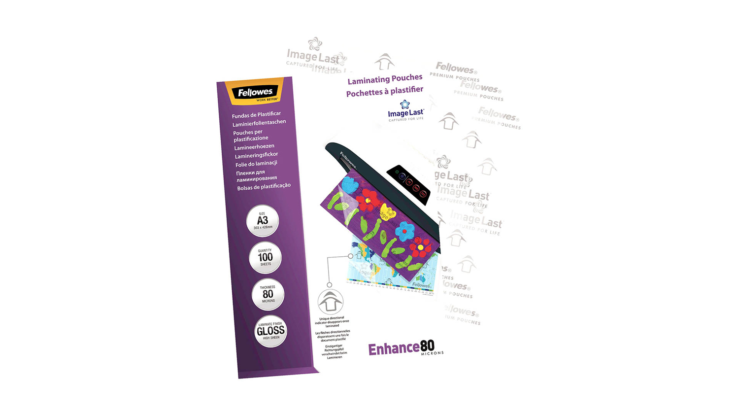 Fellowes Laminate Pouches A3 Gloss 80 - 100 Pack