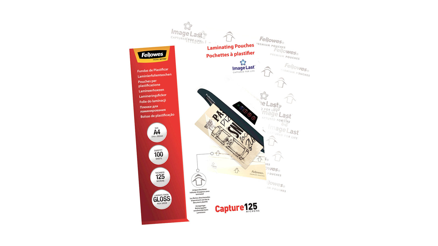 Fellowes Laminate Pouches A4 Gloss 125 - 100 Pack