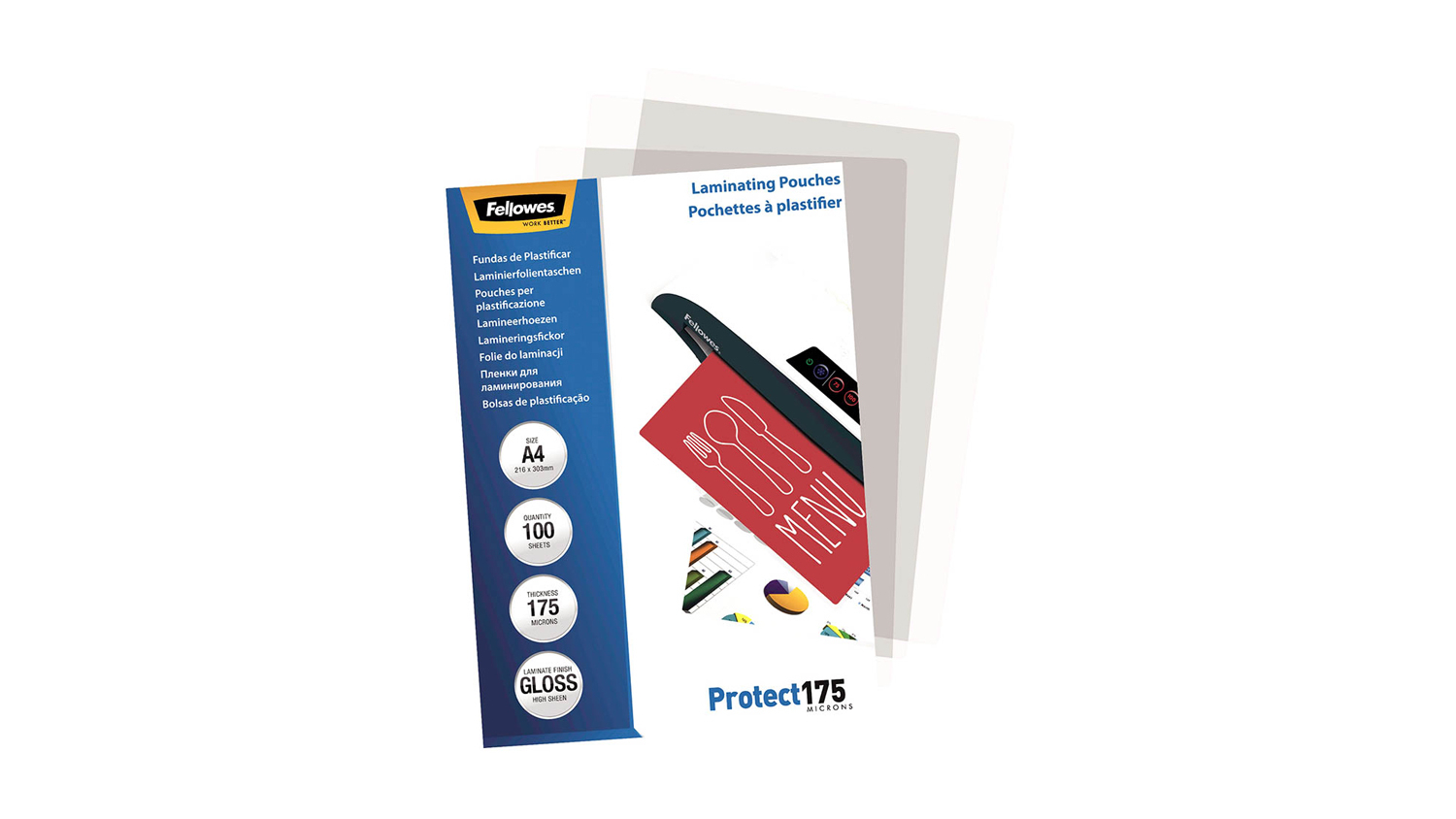 Fellowes Laminate Pouches A4 Gloss 175 - 100 Pack