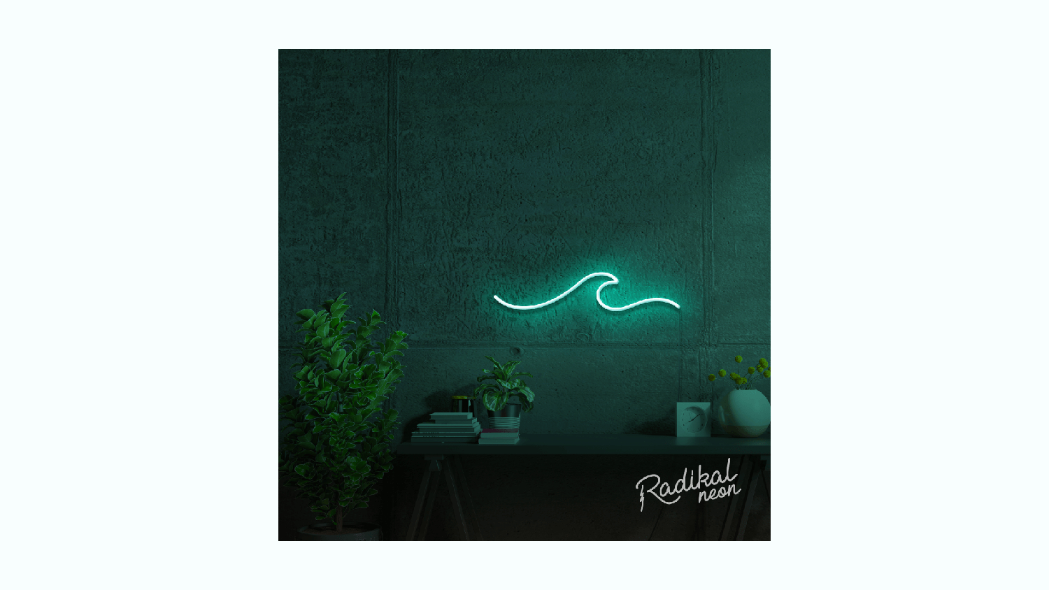 Radikal Neon Wavy Sign - Aqua