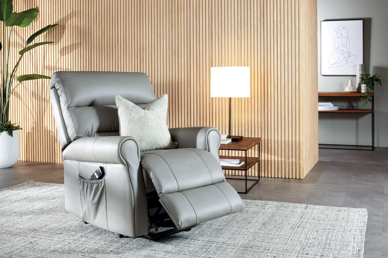 Bristol Grey Gum Leather Lift Chair by Apricot Furnishings