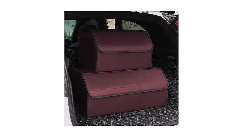 Soga Leather Car Boot Storage Box Large - Red