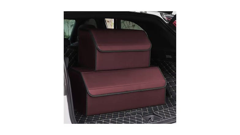 Soga Leather Car Boot Storage Box Medium - Red