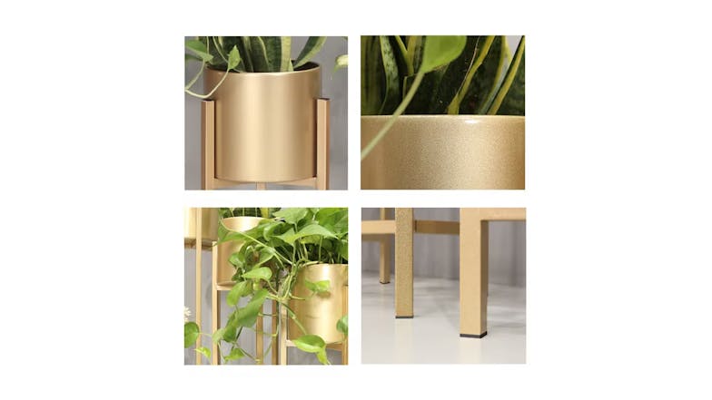 Soga 45cm Gold Metal Pot Plant Stand - Gold