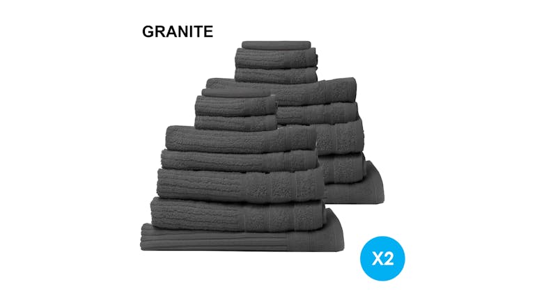 Royal Comfort Eden Cotton Towel Pack 16 Piece - Granite