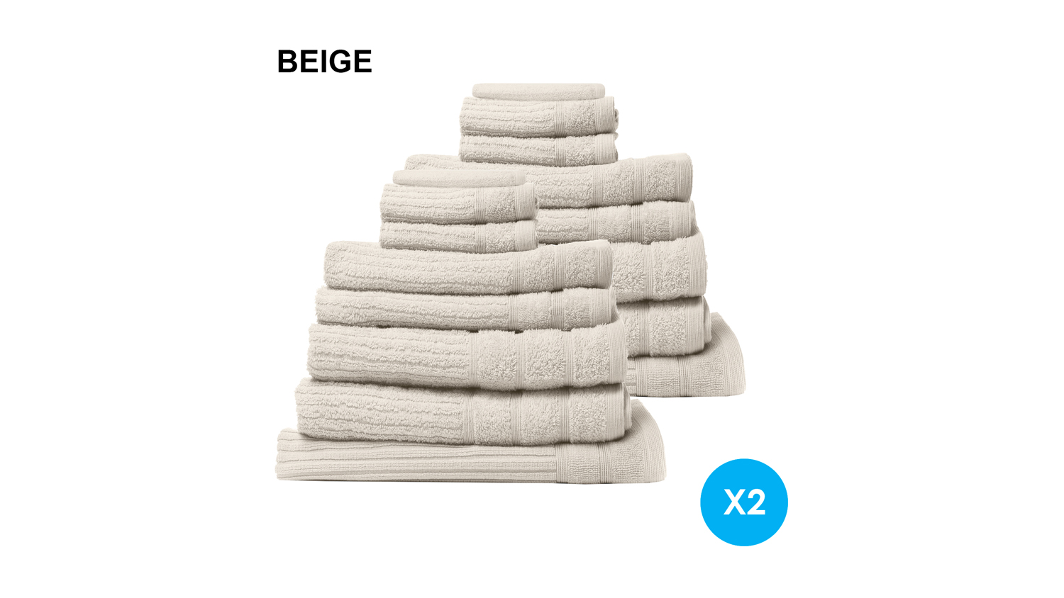 Royal Comfort Eden Cotton Towel Pack 16 Piece - Beige