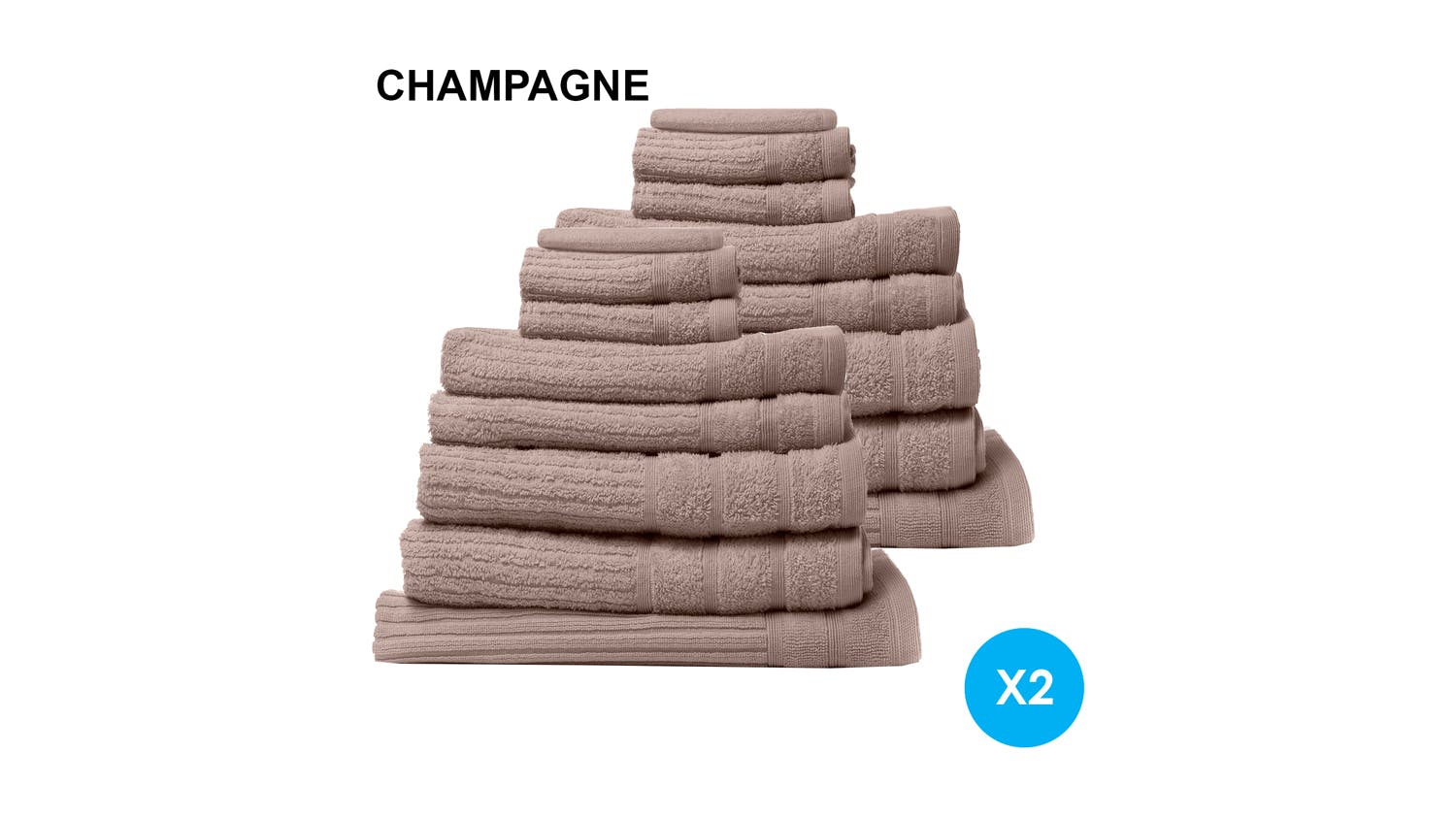 Royal Comfort Eden Cotton Towel Pack 16 Piece - Champagne