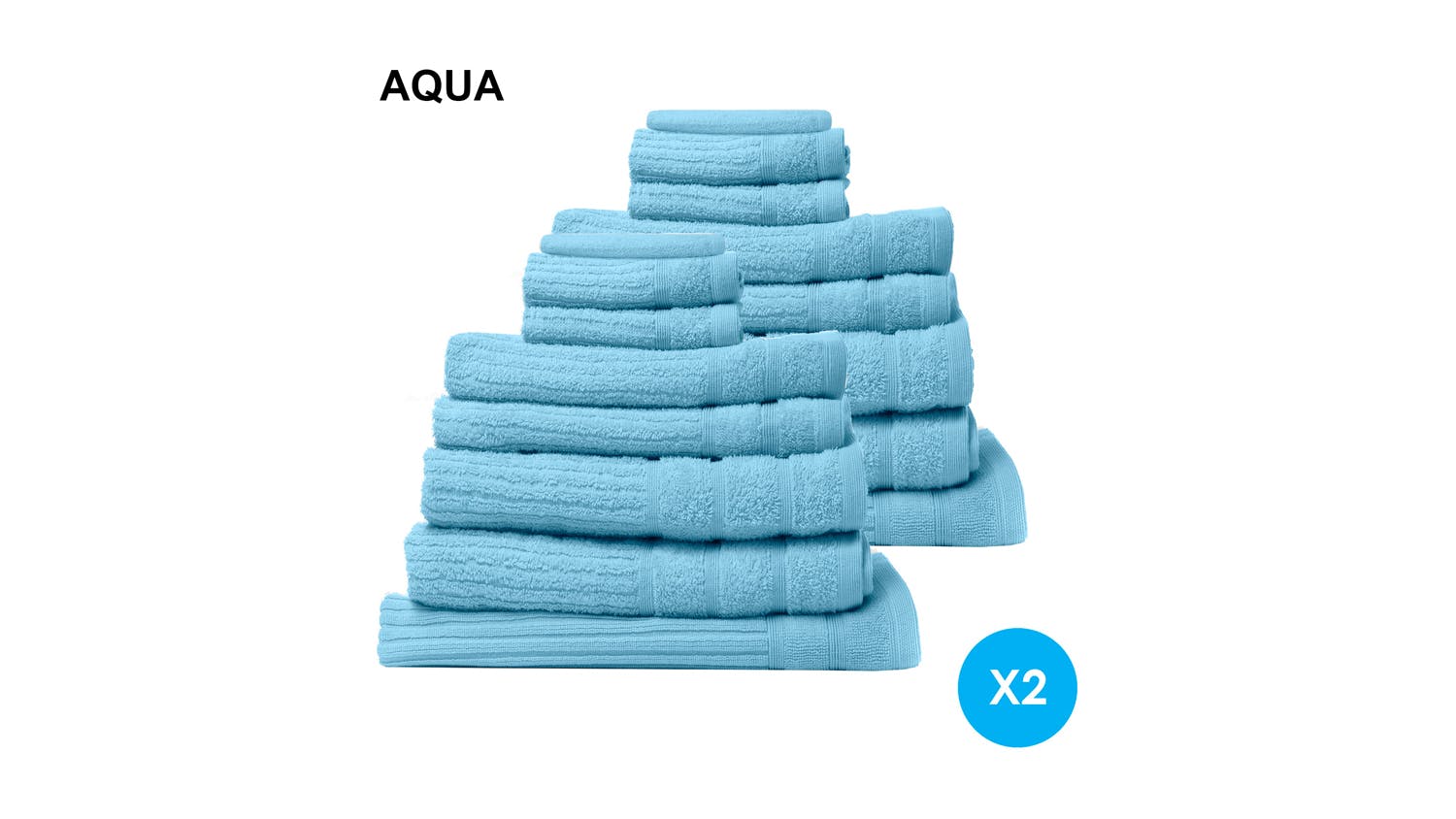 Royal Comfort Eden Cotton Towel Pack 16 Piece - Aqua
