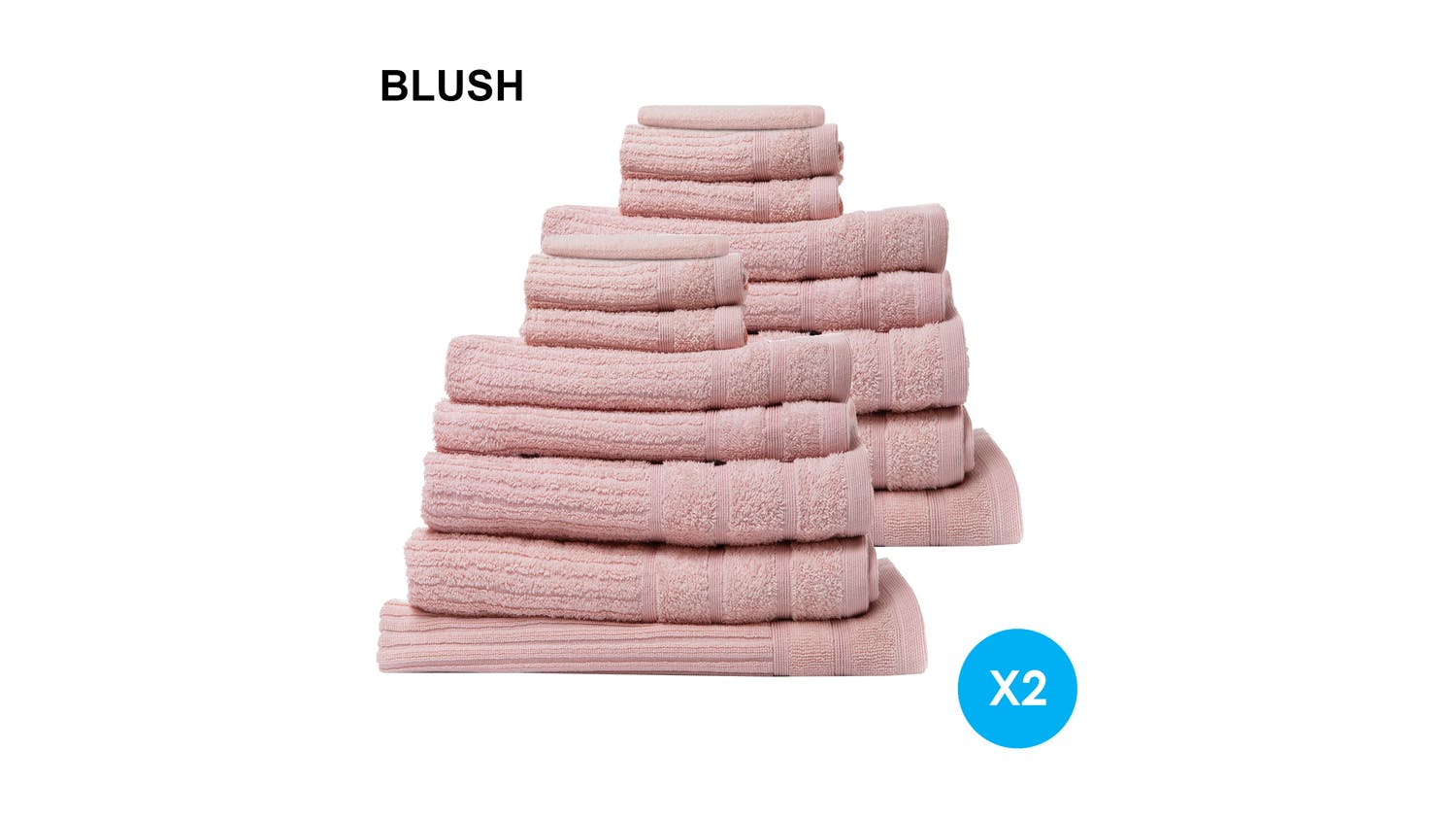 Royal Comfort Eden Cotton Towel Pack 16 Piece - Blush