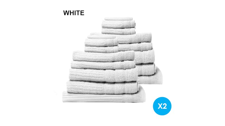 Royal Comfort Eden Cotton Towel Pack 16 Piece - White