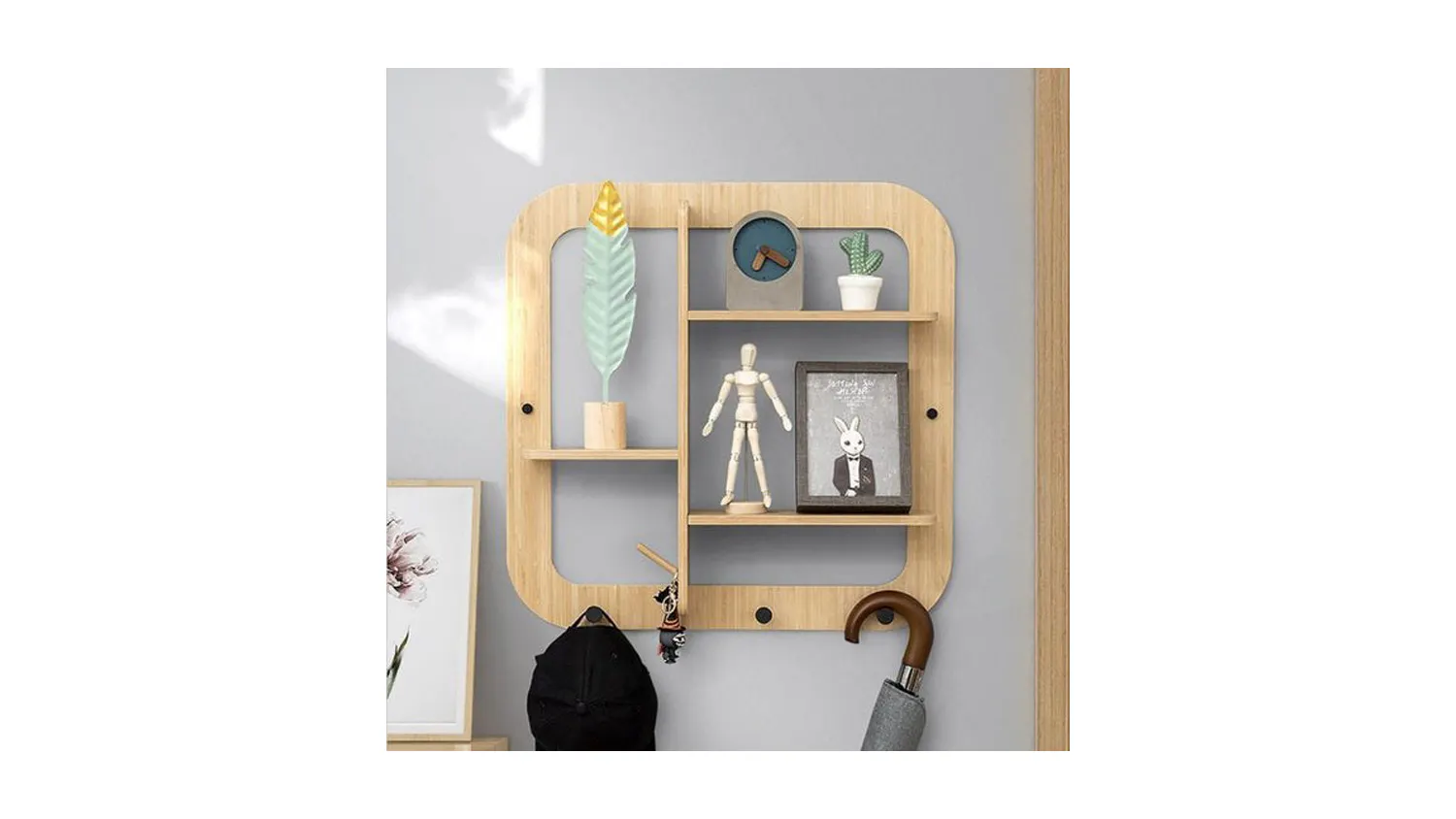 GoodHome Bamboo Wall Rack 41 x 46 x 10cm | Harvey Norman New Zealand