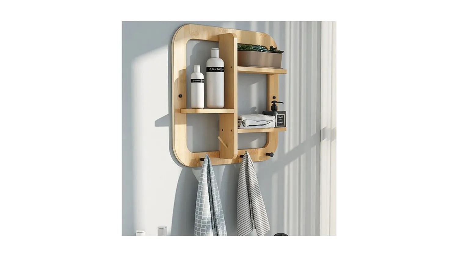 GoodHome Bamboo Wall Rack 41 x 46 x 10cm | Harvey Norman New Zealand