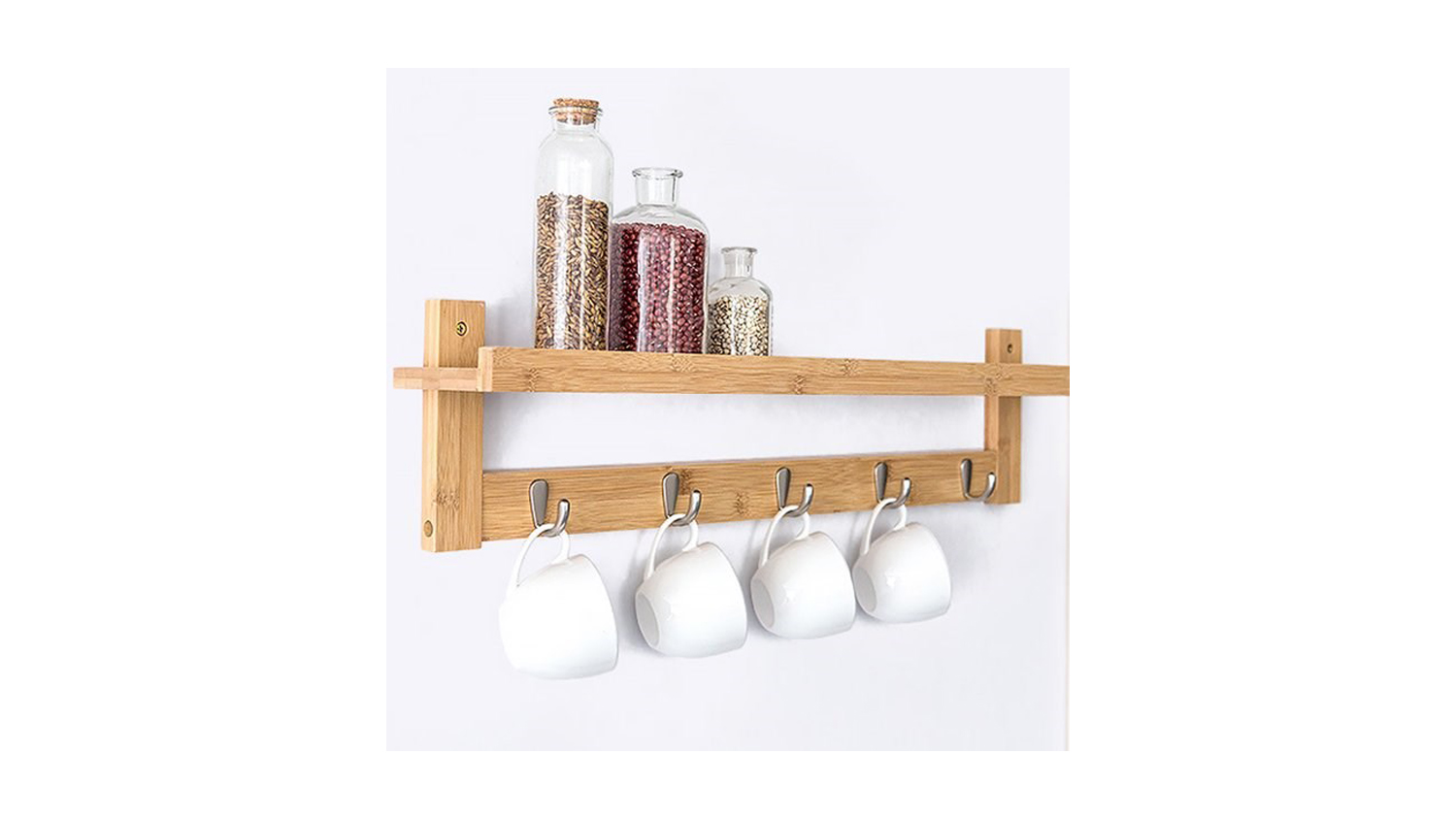 GoodHome Bamboo Wall Rack With Hooks Harvey Norman New Zealand