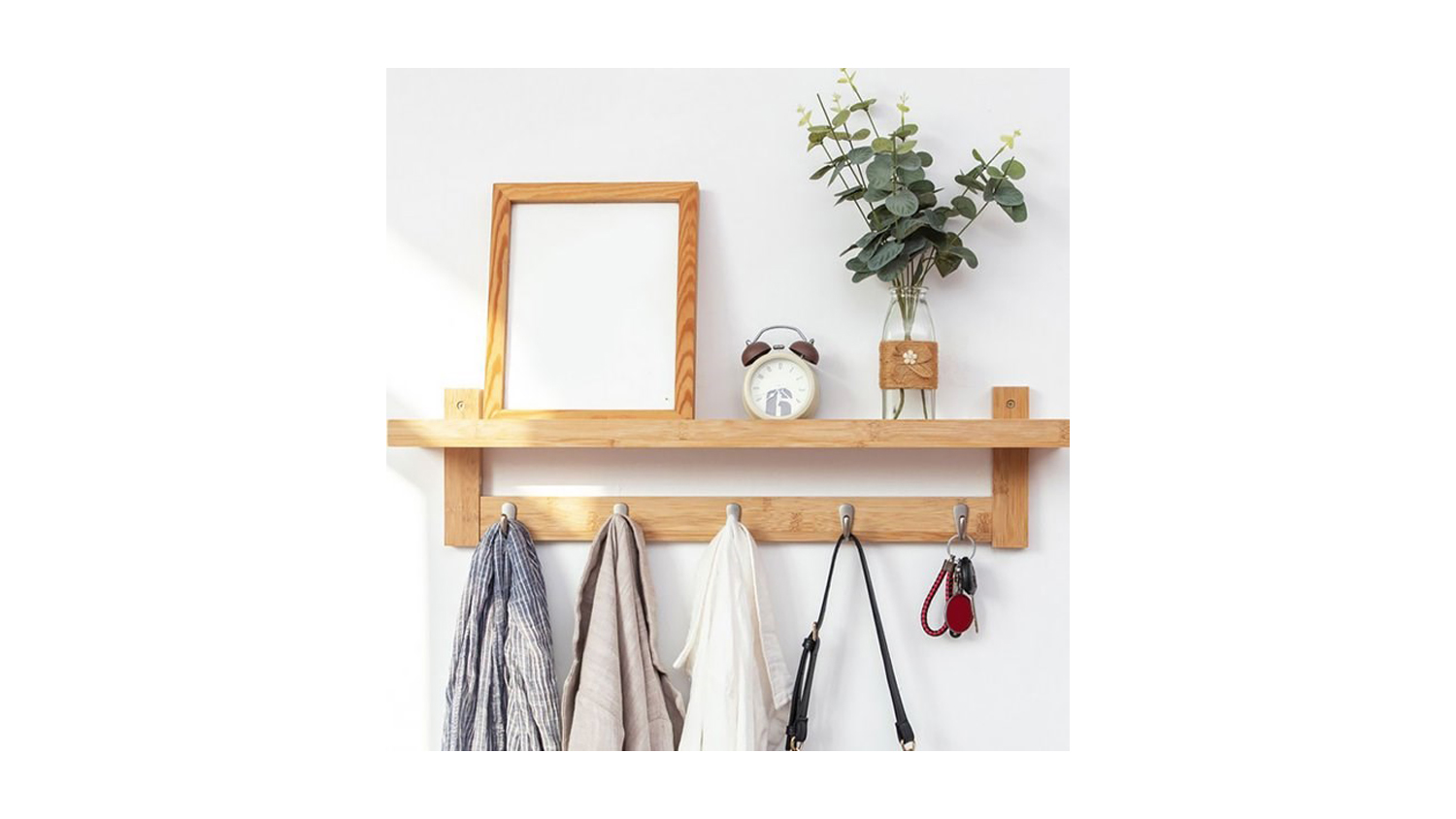 GoodHome Bamboo Wall Rack With Hooks Harvey Norman New Zealand