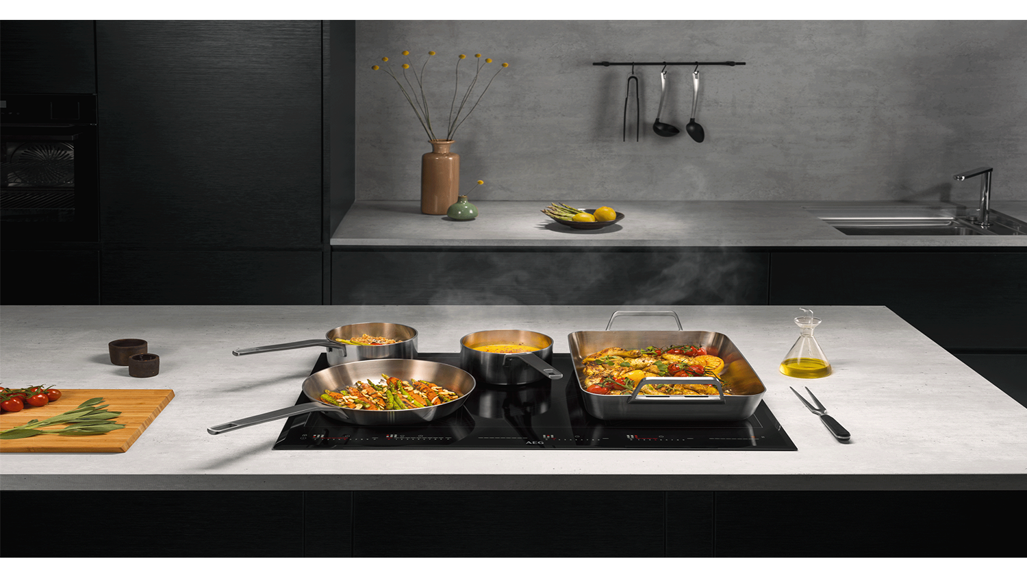 AEG 60cm 4 Zone Induction Cooktop Black Glass (IKK64681FB) Harvey